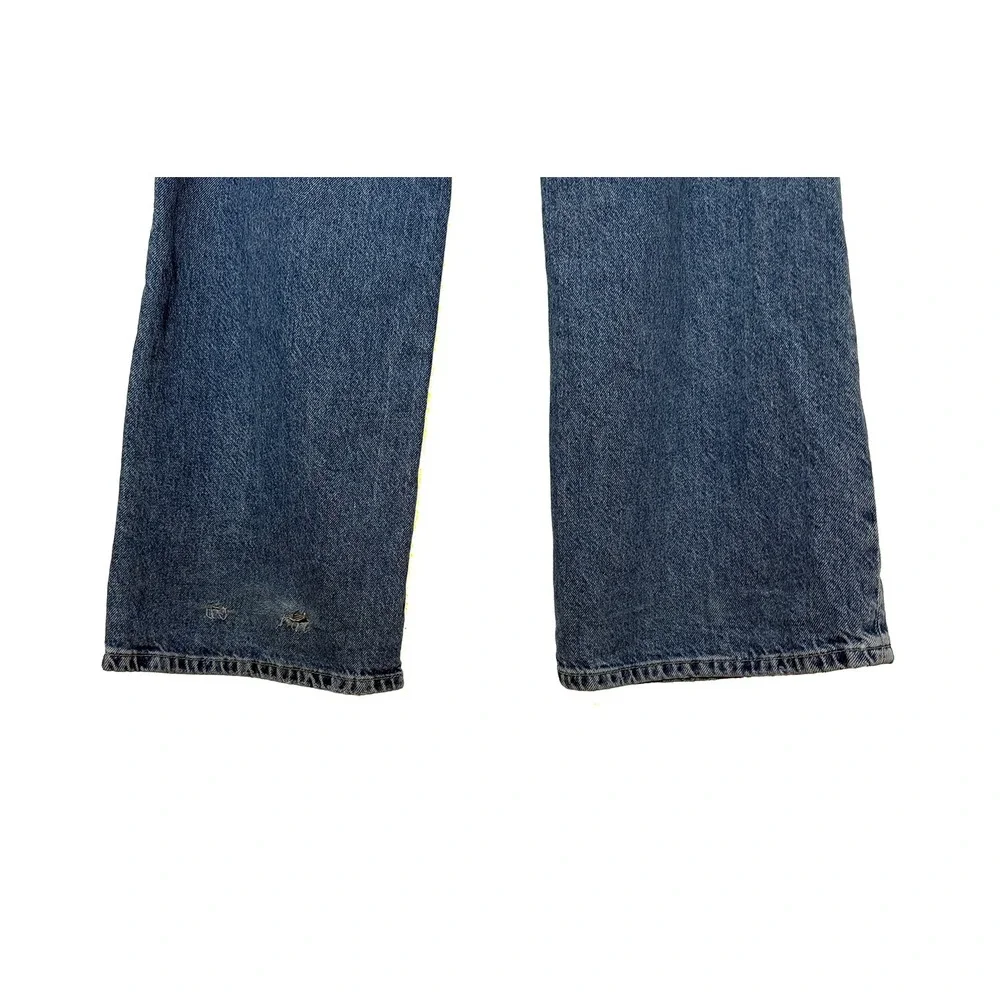 We The Free Women's Tinsley Baggy High Rise Straight Leg Jeans Blue Carpenter 28